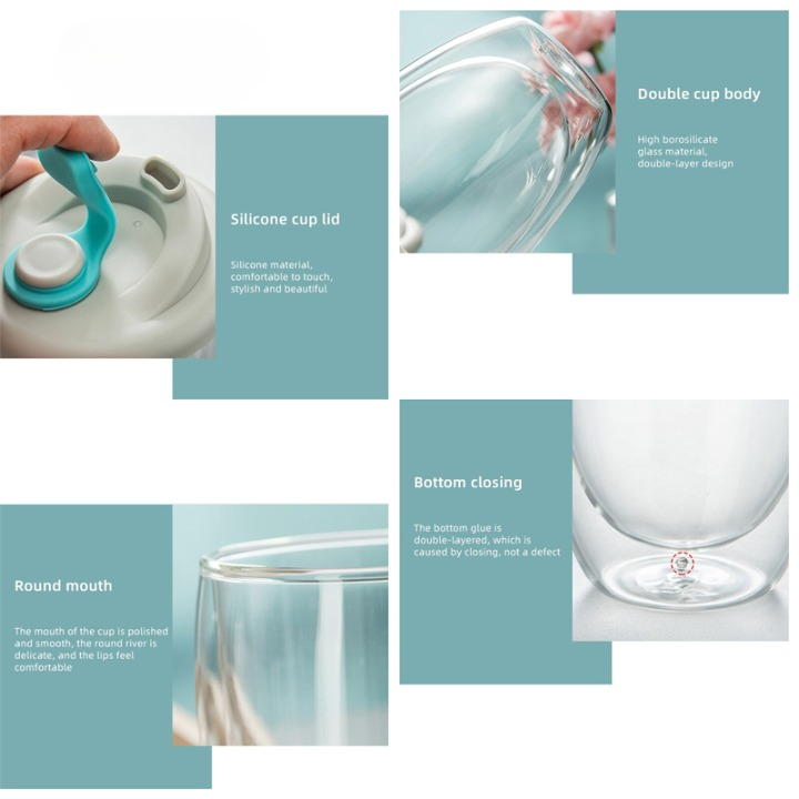 Double Wall Glass Mug with Lid