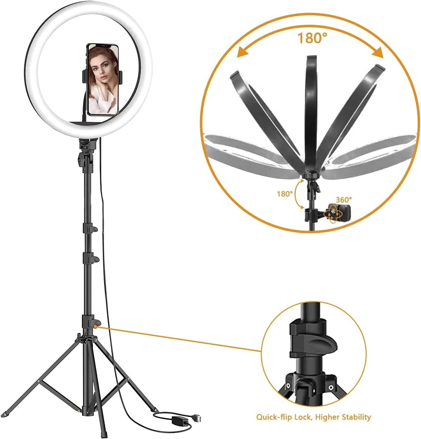 26cm Selfie LED Ring Light with 7ft Tripod Stand