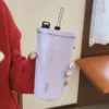 Tyeso Insulated Stainless Steel Coffee Cup With Straw - Image 3