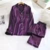 Code PJ SUIT Shezaib Silk Pajamas Sets Short Sleeve Sleepwear Two Pieces Nightwear Set - Image 2
