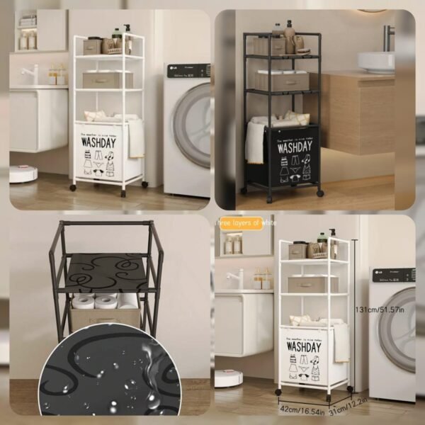 3Layer Laundry Storage  (Box Packing) Available Colours: Black & White