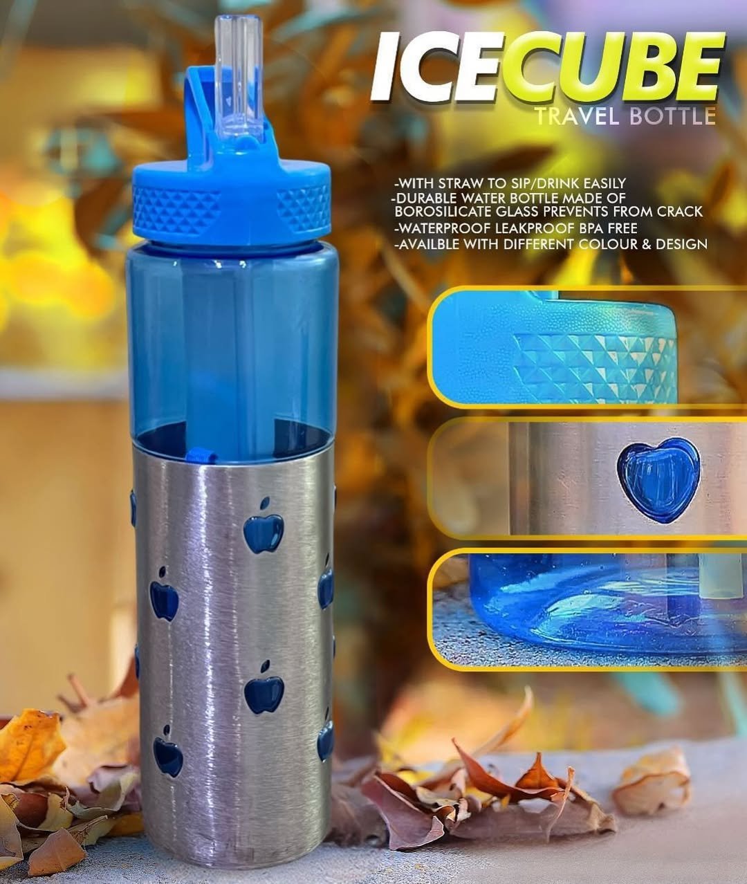 4462abe2-c7e2-42ba-bc1e-f943748de929.jpeg Stainless Steel Base Direct Sip Water Bottle with Travelling Ice Cube - Image 1