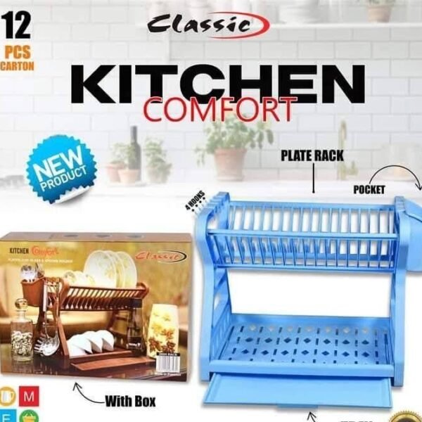 Multi Purpose Plastic Kitchen Comfort Plates & Spoon Rack Random Colours 💫💫