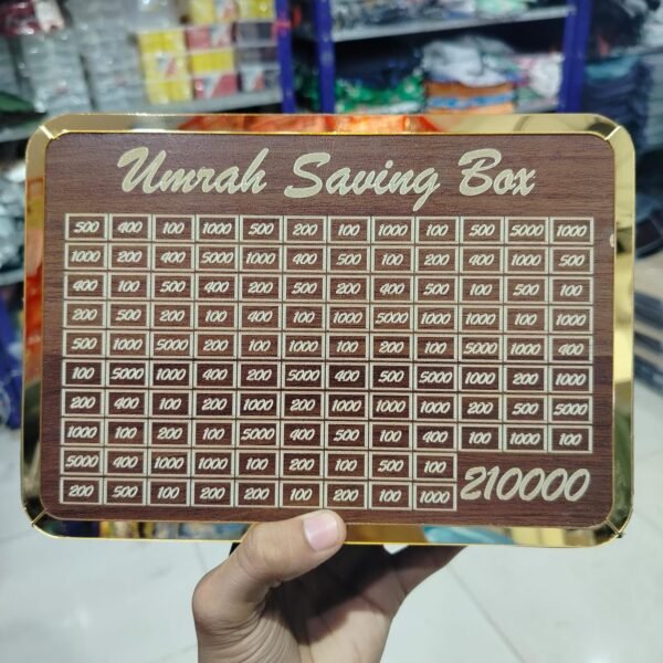 Umrah Saving Box – Wooden Umrah Saving Box – 280 Days Savings Plan – Islamic Halal Money Jar for Hajj & Umrah – Daily Pilgrimage Savings Tracker – Gift for Muslims Money Saving Box🎁