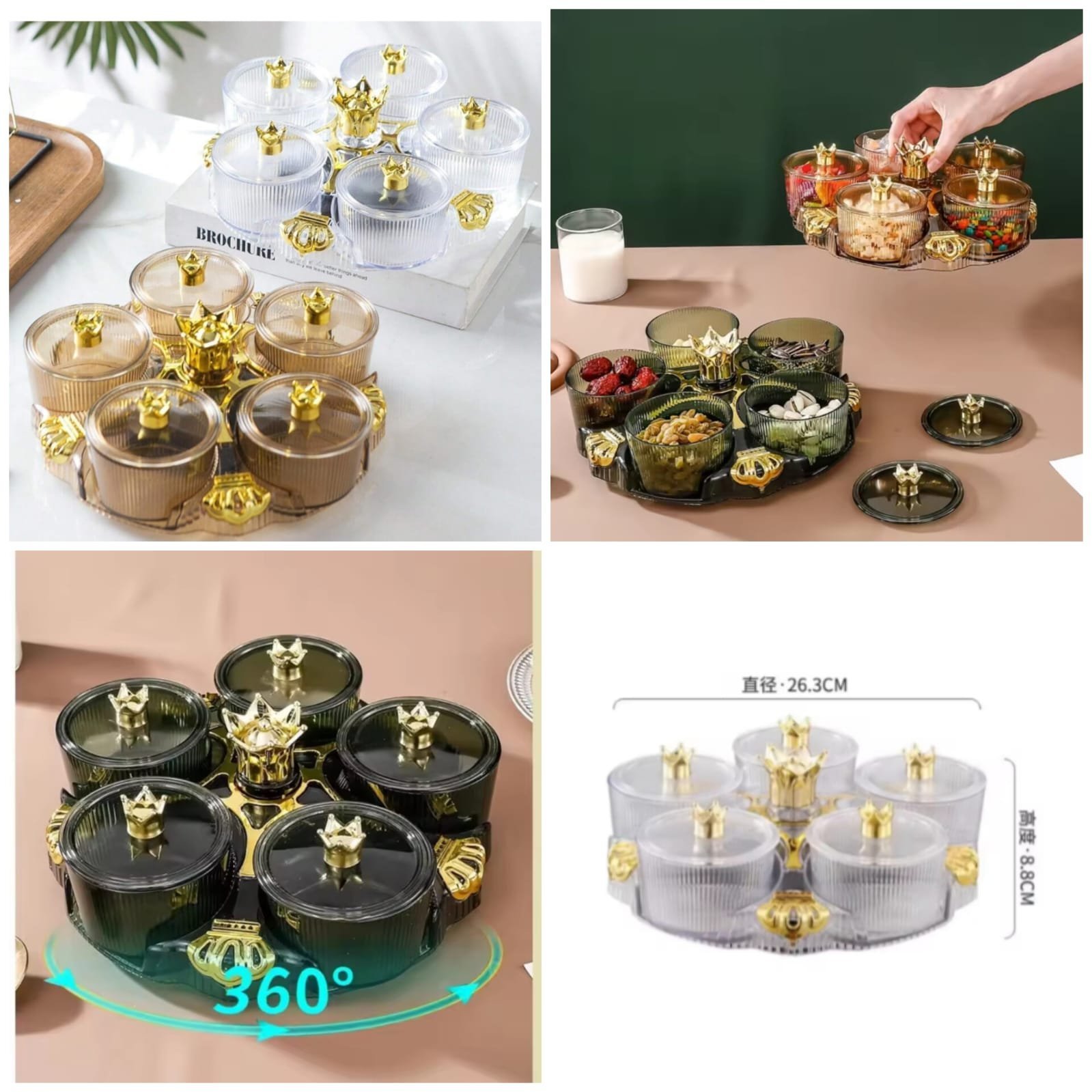 5pcs-Snack-Dish-Set-@2200-Box-Packing-White-Brown-Colour.jpg 5pcs Snack Dish Set (Box Packing) - Image 1