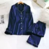 Code PJ SUIT Shezaib Silk Pajamas Sets Short Sleeve Sleepwear Two Pieces Nightwear Set - Image 3