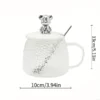 Glass Coffee Mug With Bear Lid And Spoon - Image 2