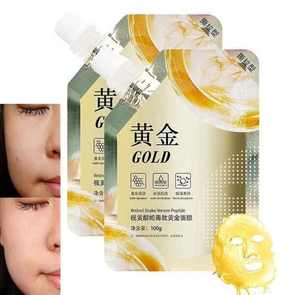 Retinol Snake Venom Gold Mask, Rejuvenating Gold Peel Off Mask, Gold Anti Aging Face Mask for Flawless Skin, Anti Wrinkles & Reduce Fine Lines, Clear