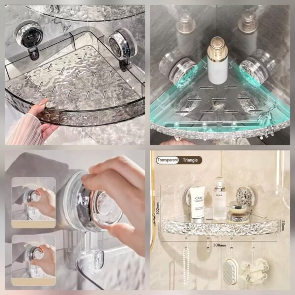 Acrylic Wall-Mounted Suction Corner Shelf  (Box Packing) Premium Quality
