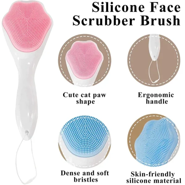Cute Cat Claw Silicone Face Scrubber Brush Facial Deep Cleaning Brush Blackhead Pore Exfoliating Toolq
