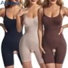 Women's Bodysuit with Spaghetti Straps and Open Crotch Tummy Control Shapewear Full Body Shaper Butt Lifter Thigh Slimmer Shorts (Random Colours) - Image 2