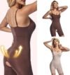 Women's Bodysuit with Spaghetti Straps and Open Crotch Tummy Control Shapewear Full Body Shaper Butt Lifter Thigh Slimmer Shorts (Random Colours) - Image 3