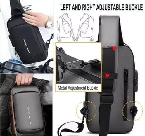 Chest Bag Multifunction Crossbody Sport Running Travel Sling Pack Anti-theft USB Charge Shoulder   (Random Color)