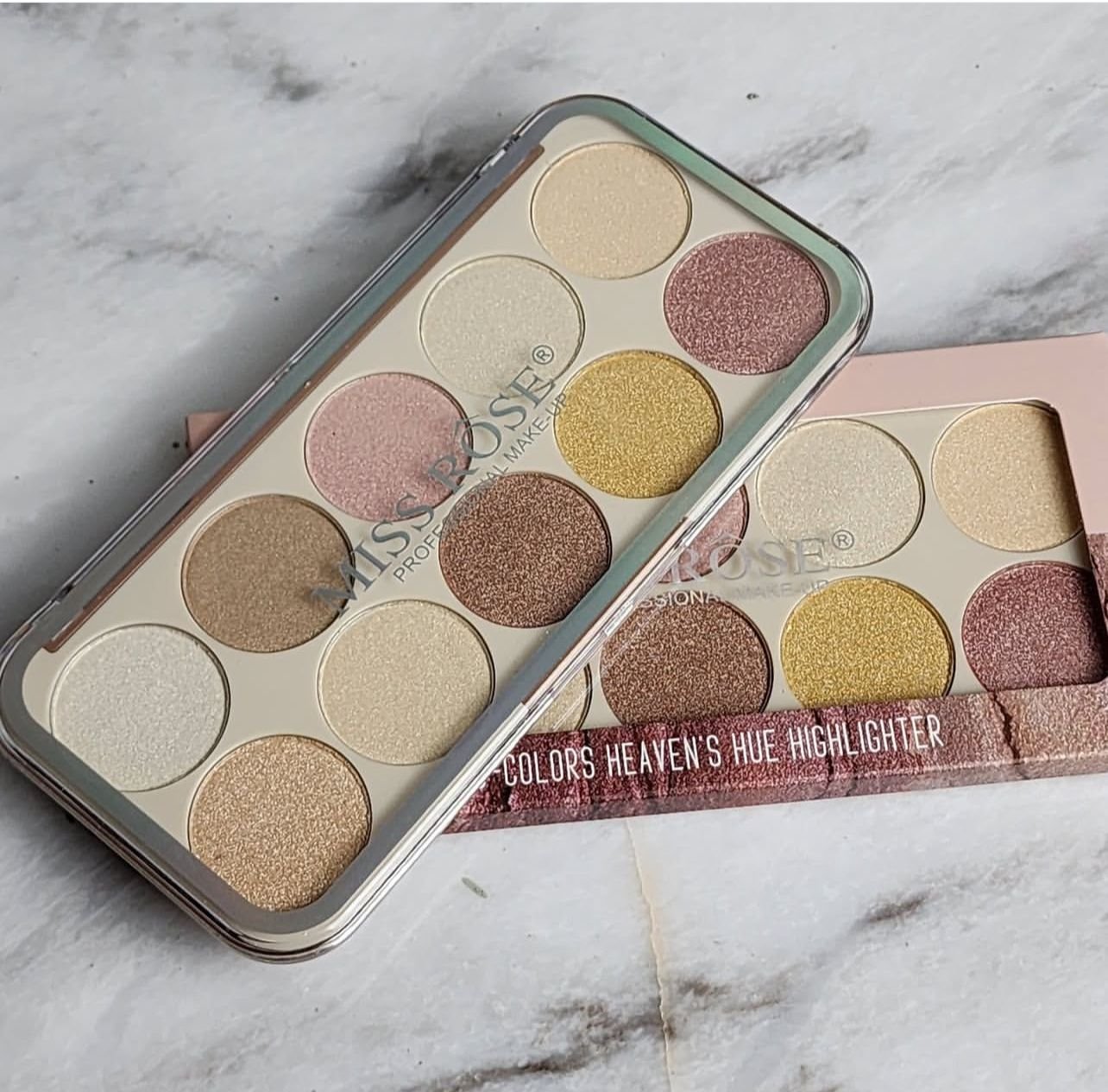 Miss-rose-10-color-Highlighter-Pallet-650.jpeg Miss rose 10 color Highlighter Pallet - Image 1