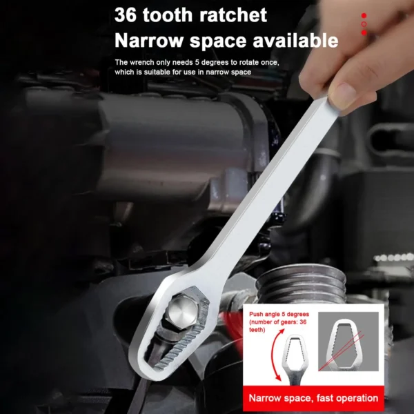 15in1 Multifunctional Self-tightening Wrench 8-22 mm Dual-Head Spanner Firm Clamping Chrome Vanadium Steel for Mechanical Engineeri