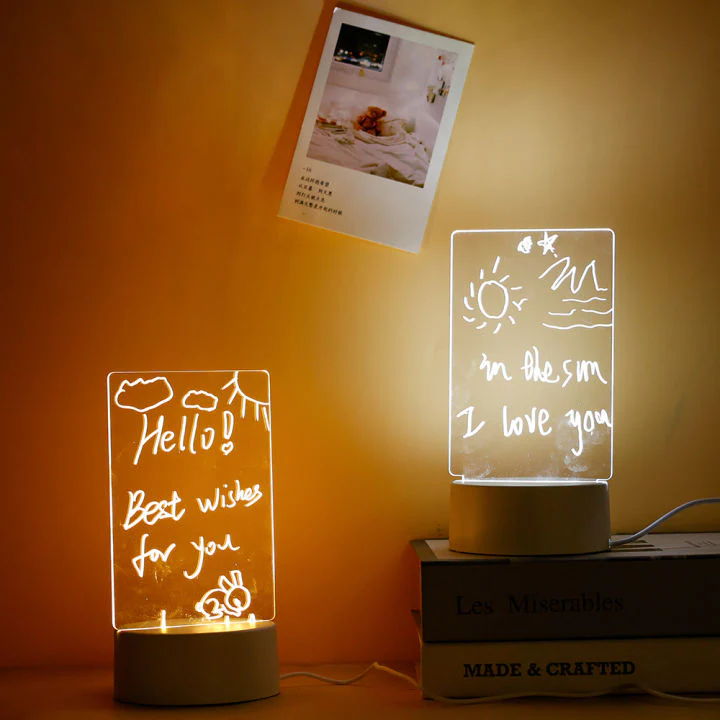 Sb047102788664fdb88d4317199ee7a60A.jpg_720x720q80.webp LED Night Light Note Board With Pen - Image 1