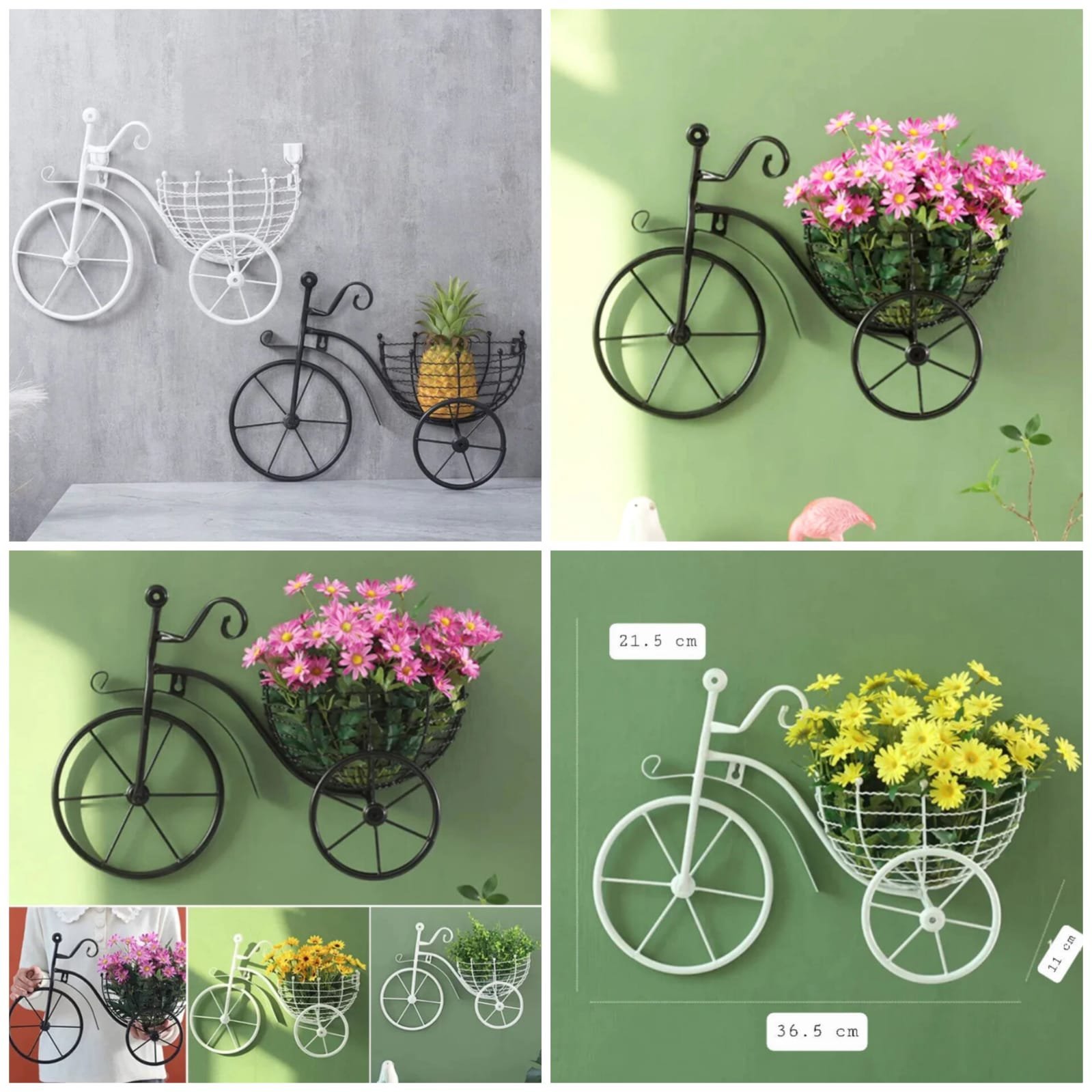 WhatsApp-Image-2025-01-09-at-16.43.32_0a83a147.jpg Bicycle Design Wall Basket (Black & White) - Without Flowers - Image 1