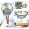 STAINLESS STEEL STIFF WIRE DEEP STRAINER WOOD HANDLE  18 cm