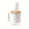 Round Tissue Box With Wooden Lid - Image 4