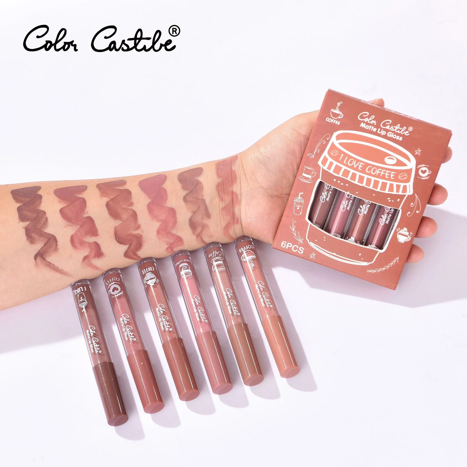 c82ca04f-00a7-42af-9597-a9b0b51737d4.webp Color Castle I love Coffee Matte Lip Gloss 6Pcs Set - Image 1