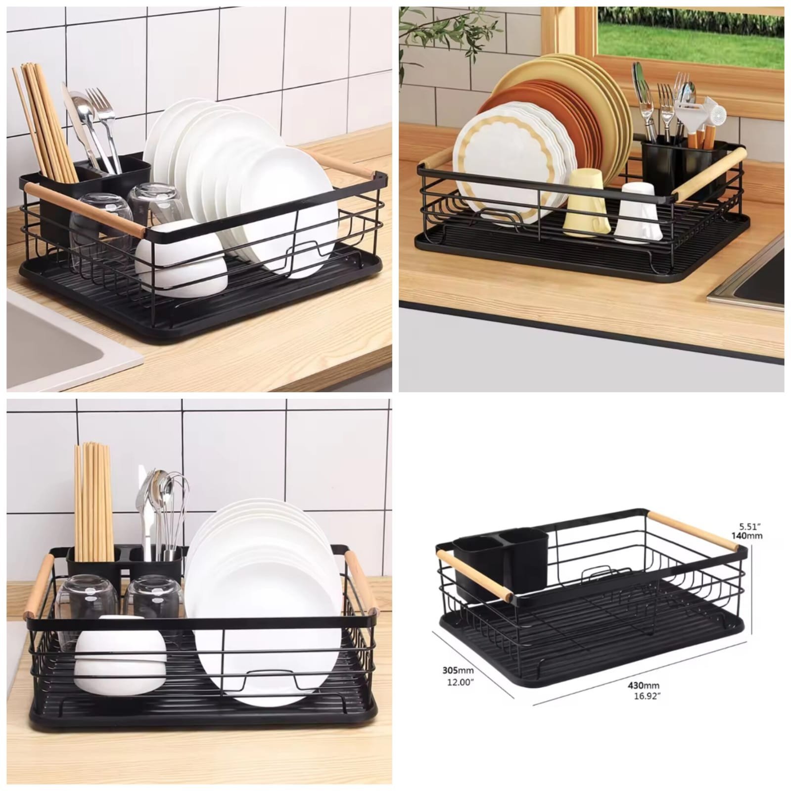 cb137180-6c80-41bf-8669-deb3a796f168-1.jpg Wood Handle Dish Rack (Box Packing) Premium Quality 🇨🇳 - Image 1