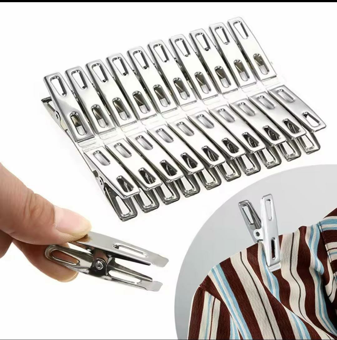 db33f173-6804-4952-aecb-d91572fe2245.jpeg Pack of 20 Stainless Steel Clothes Clips - Image 1