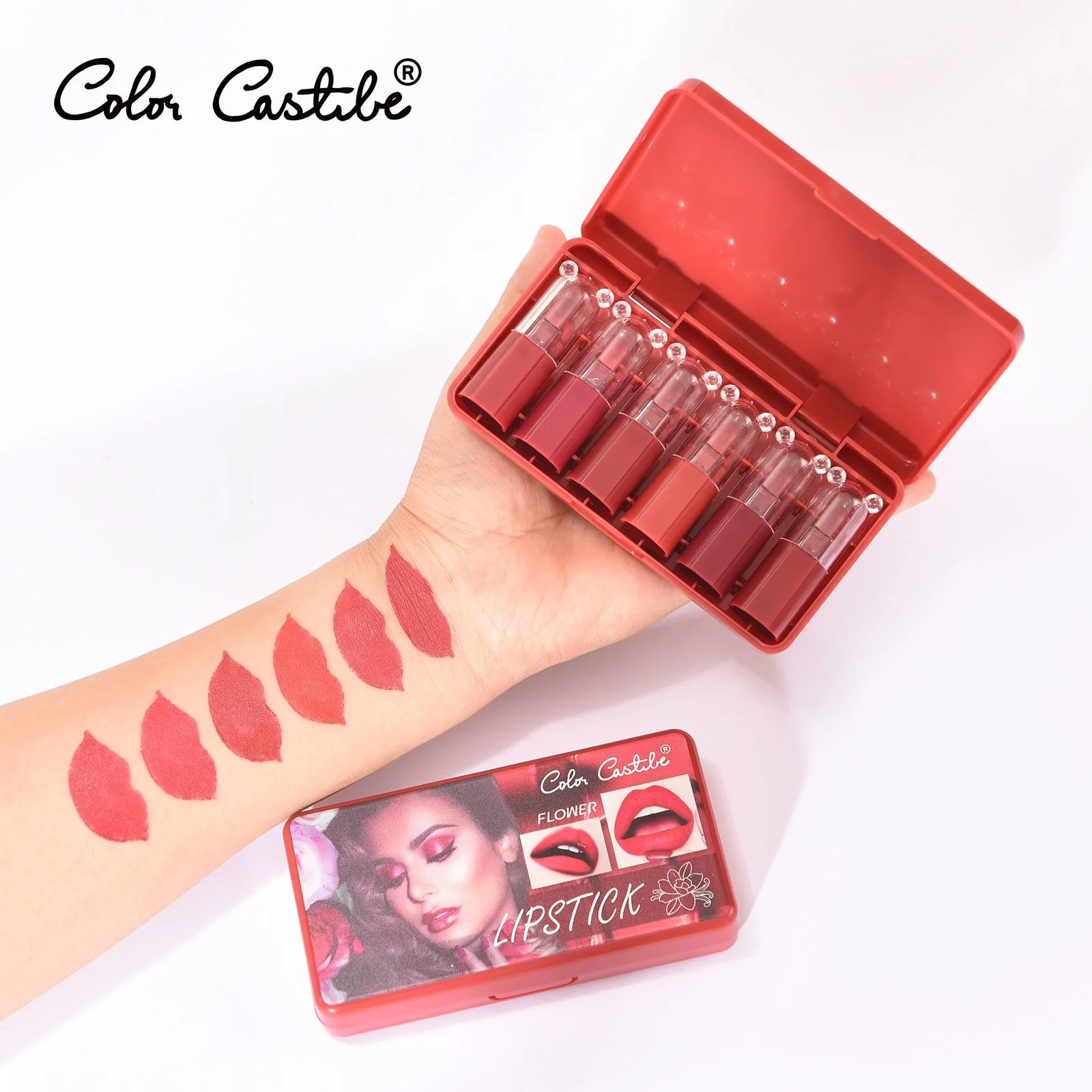 e31b08c7-bbb8-4b4c-bf4f-4da6d3e8c292.webp Color Castle Flower Matte Lipstick 6Pcs Pack - Image 1