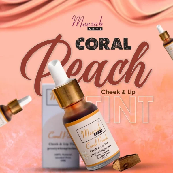 Lip Tint & Cheek Tint 15 ml By Meezab Arts  Regular coral peach