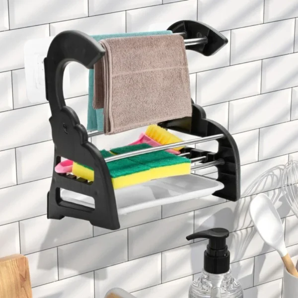 LDurable Stainless Steel Sponge Holder Sturdy Rust Proof Drying Rack Kitchen Organize